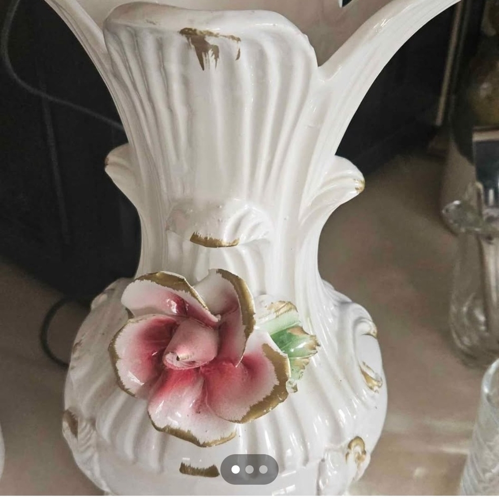 Classic White and Gold Textured Vase